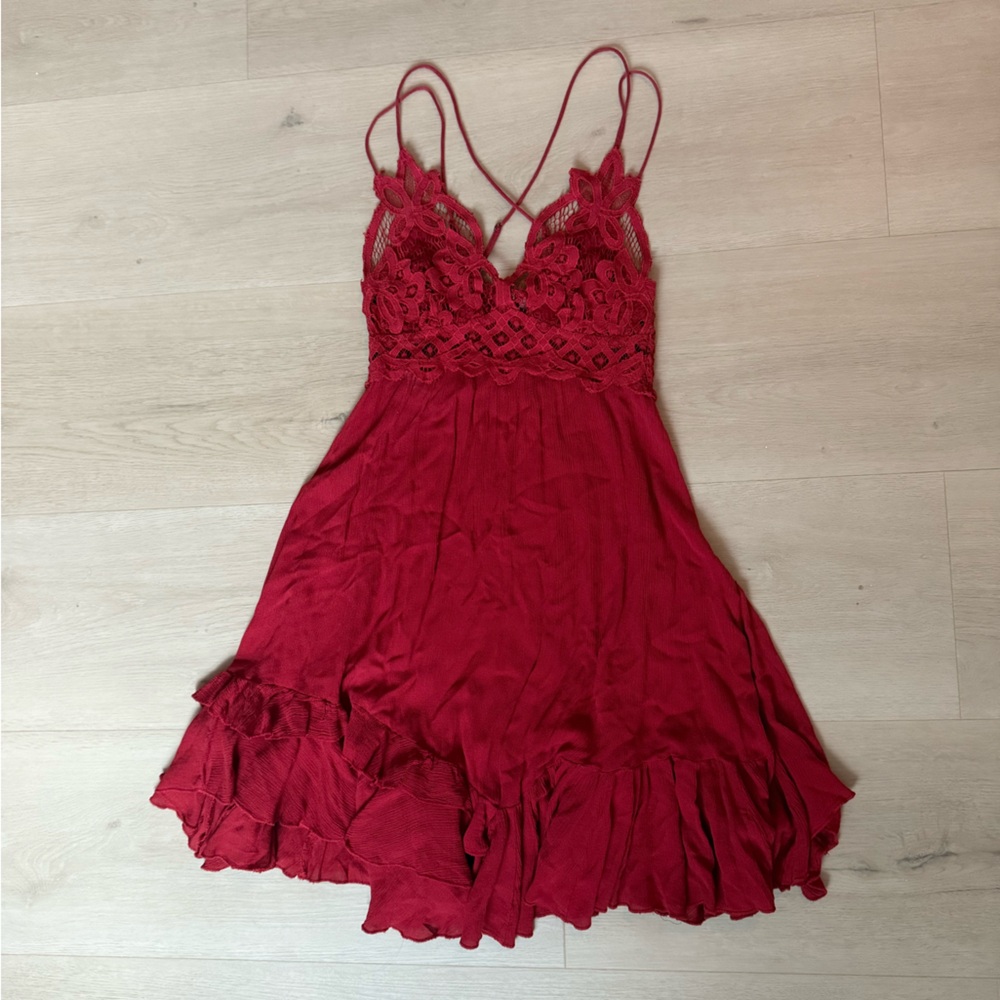 Free People Red Lace Dress
